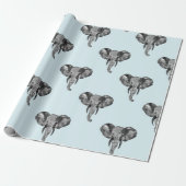 Grijs Afrikaans Olifantpatroon Cadeaupapier (Uitgerold)