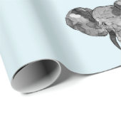 Grijs Afrikaans Olifantpatroon Cadeaupapier (Rol Hoek)