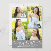 Grijs Afstuderen 4 Foto Moderne Kalligrafie Harten Aankondiging (Voorkant)