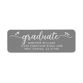 Grijs Afstuderen script harten vet modern adres Etiket (Voorkant)