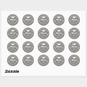 Grijs afstuderende klas bedank je afstudeermuts ronde sticker (Vel)