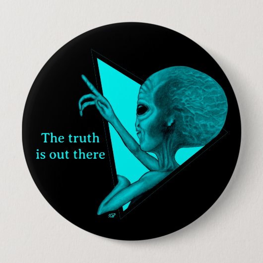 Grijs Alien, de waarheid is daarbuiten Ronde Button 4,0 Cm (Voorkant)