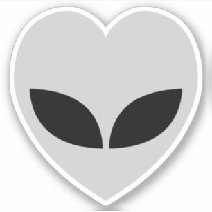 Grijs Alien Love Heart Sticker