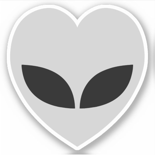 Grijs Alien Love Heart Sticker (Voorkant)