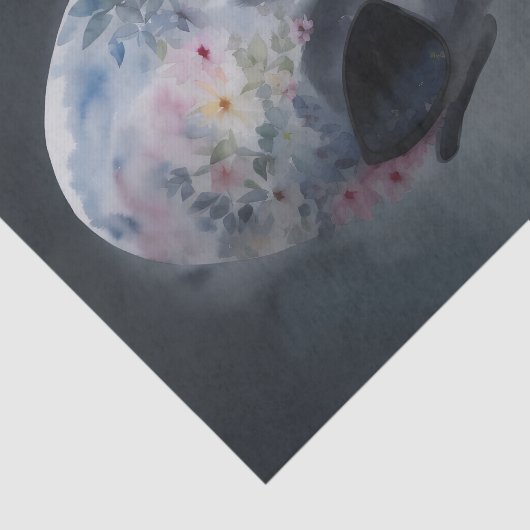 Grijs Alien Waterverf Bloemen Tissuepapier (Detail)