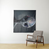 Grijs Alien Waterverf Bloemenportret Wandkleed (In Situ (horizontaal))