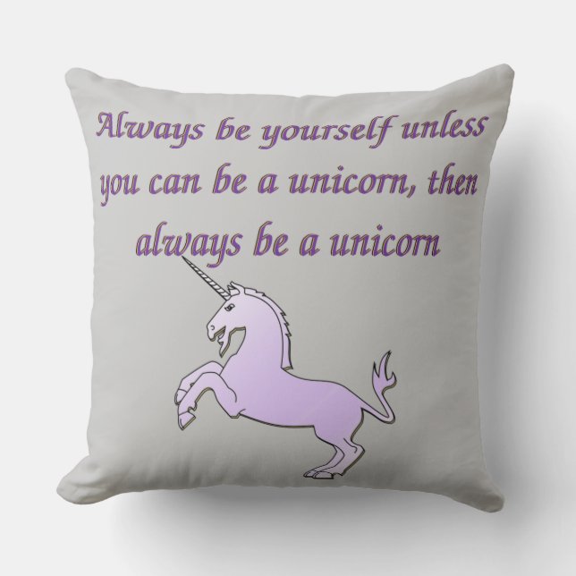 Grijs Altijd een Unicorn Pillow Kussen (Voorkant)
