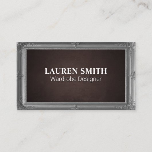 Grijs Antiek Lijst | Bruine textuur Visitekaartje (Voorkant)