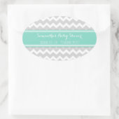Grijs Aqua Chevron Baby shower Favor Stickers (Tas)