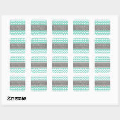 Grijs Aqua Chevron Baby shower Favor Stickers (Vel)