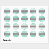 Grijs Aqua Chevron Baby shower Favor Stickers (Vel)