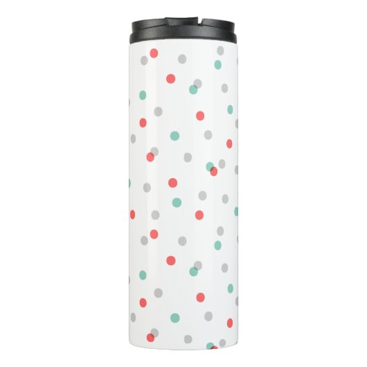 Grijs Aqua en Coral Confetti Stippen Monogram Thermosbeker (Achterkant)