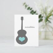 Grijs/Aqua Guitar Heart Table Briefkaart (Staand voorkant)