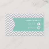 Grijs & Aqua Modern Chevron & Lint Visitekaartje (Achterkant)