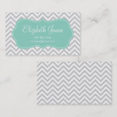 Grijs & Aqua Modern Chevron Stripes Visitekaartje (Voorkant / Achterkant)