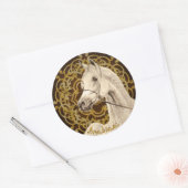 Grijs Arabisch paard ronde sticker (Envelop)