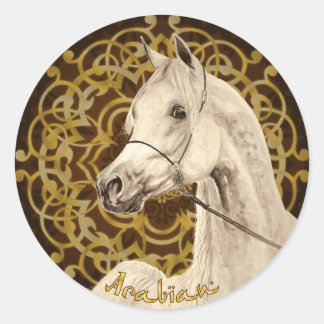Grijs Arabisch paard ronde sticker