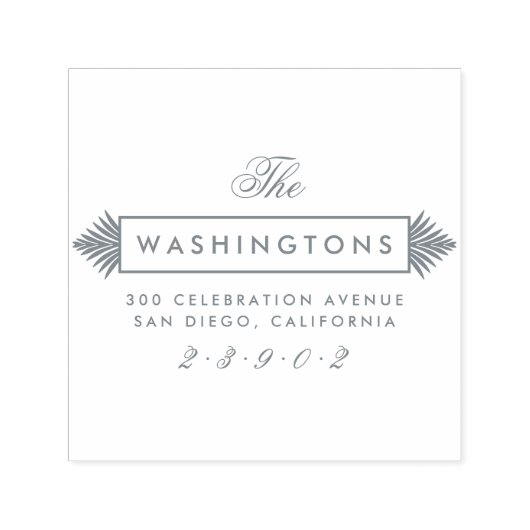 Grijs Art Deco Familienaam Retouradres Zelfinktende Stempel (Design)