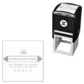 Grijs Art Deco Familienaam Retouradres Zelfinktende Stempel (In situ)