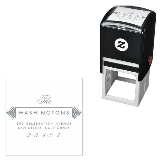 Grijs Art Deco Familienaam Retouradres Zelfinktende Stempel (In situ)