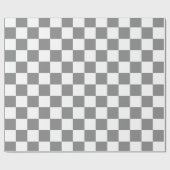 Grijs Aswit Checker Patroon Cadeaupapier (Vlak)