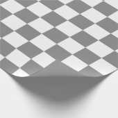 Grijs Aswit Checker Patroon Cadeaupapier (Hoek)