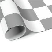 Grijs Aswit Checker Patroon Cadeaupapier (Rol Hoek)
