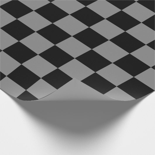 Grijs Aszwart Checker Patroon Verpakking Papier (Hoek)