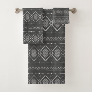 Grijs aztec patroon bad handdoek