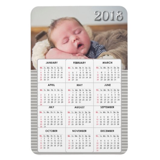 Grijs Baby foto 2018 Kalender Koelkast Magnet Magneet (Verticaal)