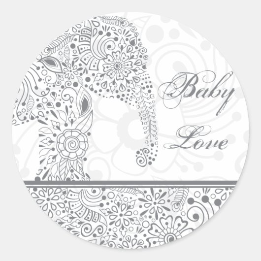 Grijs Baby Love Elephant Sticker (Voorkant)