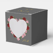 Grijs ballottines versierd met een roze hart bedankdoosjes (Voorkant Zijde)