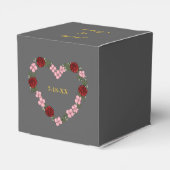 Grijs ballottines versierd met een roze hart bedankdoosjes (Achterkant)