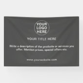 Grijs bedrijf Logo Text Professional Adverteren Spandoek (Horizontaal)