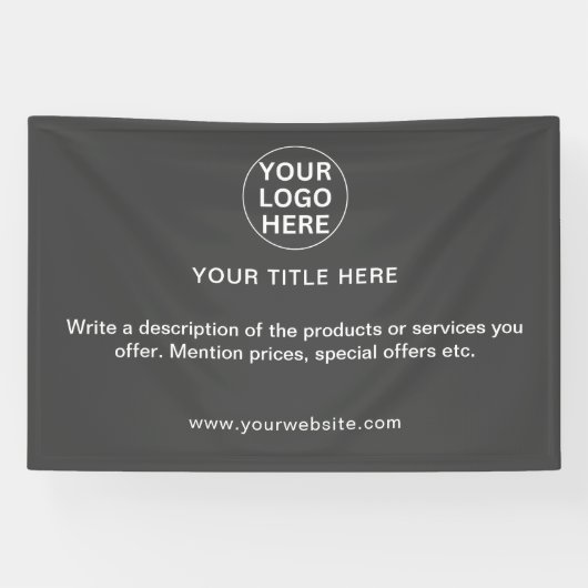 Grijs bedrijf Logo Text Professional Adverteren Spandoek (Horizontaal)