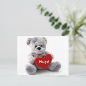 Grijs Beer met hart Briefkaart (Staand voorkant)