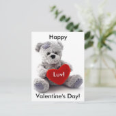 Grijs Beer met hart Feestdagenkaart (Staand voorkant)