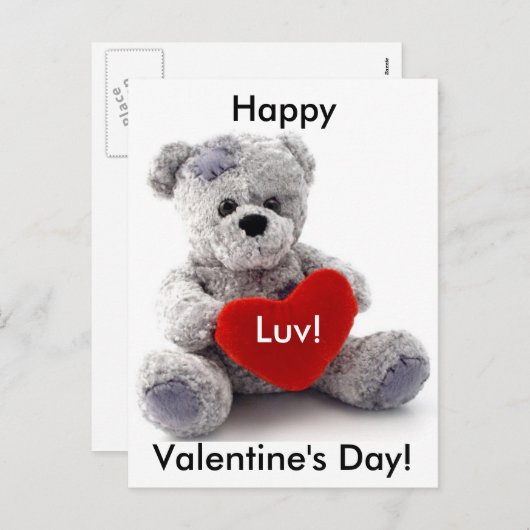Grijs Beer met hart Feestdagenkaart (Voorkant / Achterkant)