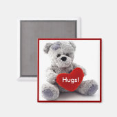 Grijs Beer met hart Magneet (Voorkant / Achterkant)