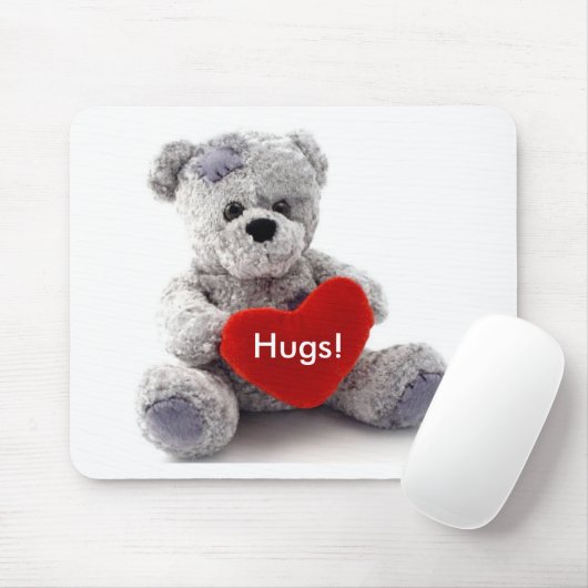Grijs Beer met hart Muismat (Met muis)