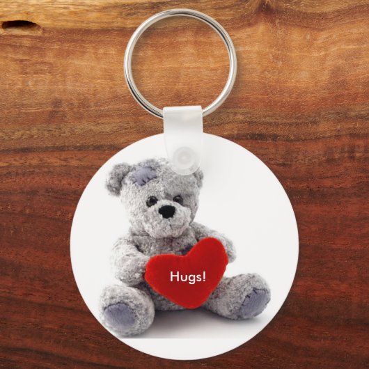 Grijs Beer met hart Sleutelhanger (Voorkant)