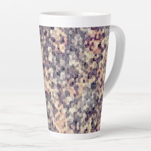 Grijs, beige geometrisch latte mok (Rechterhoek)