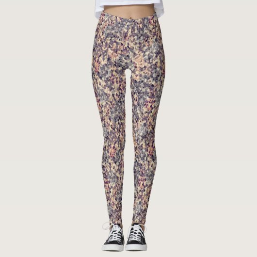 Grijs, beige geometrisch leggings (Voorkant)