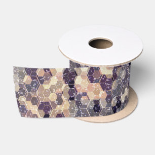 Grijs, beige geometrisch satijnen lint