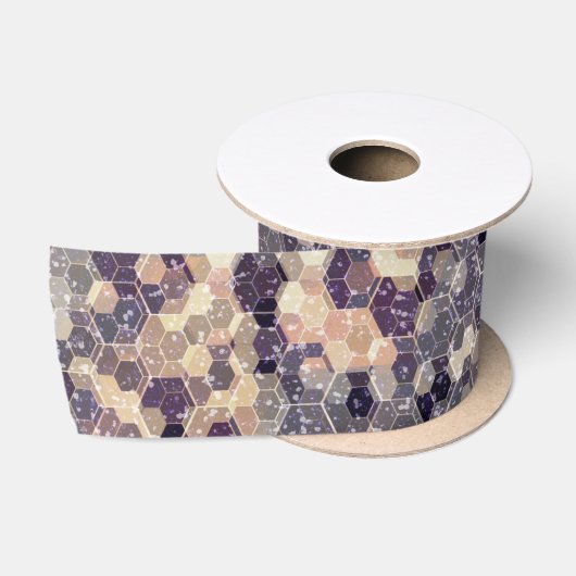 Grijs, beige geometrisch satijnen lint (Spoel)