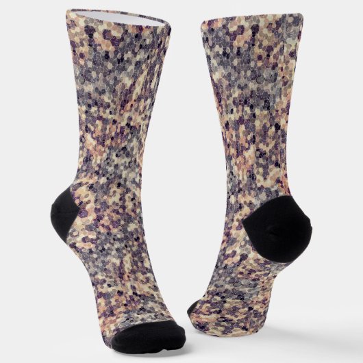 Grijs, beige geometrisch sokken (Gebogen)