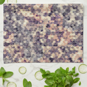 Grijs, beige geometrisch theedoek