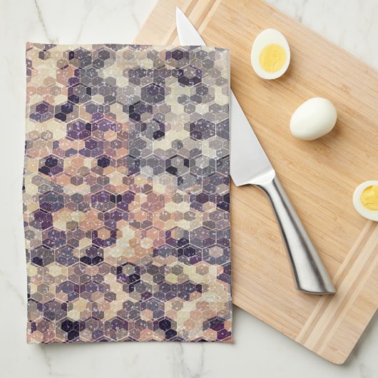 Grijs, beige geometrisch theedoek (Quarter Fold)