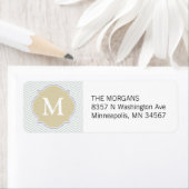 Grijs & Beige Modern Chevron Custom Monogram Etiket (Insitu)