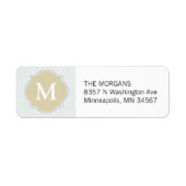 Grijs & Beige Modern Chevron Custom Monogram Etiket (Voorkant)